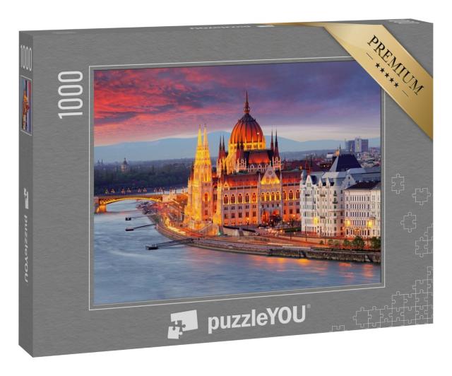 Puzzle 1000 Teile „Ungarisches Parlament, Budapest bei Sonnenuntergang“