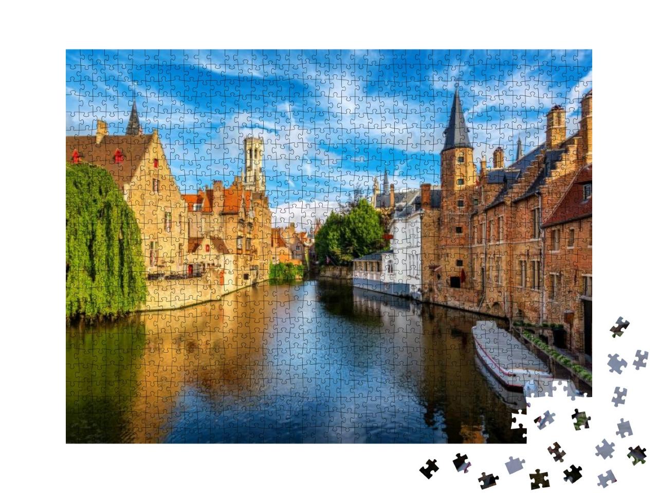 Puzzle 1000 Teile „Rozenhoedkaai-Kanal, UNESCO-Weltkulturerbe in der Altstadt von Brügge, Belgien“