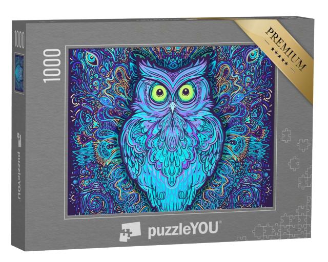 Puzzle 1000 Teile „Abstrakte Eule und psychedelische Muster“