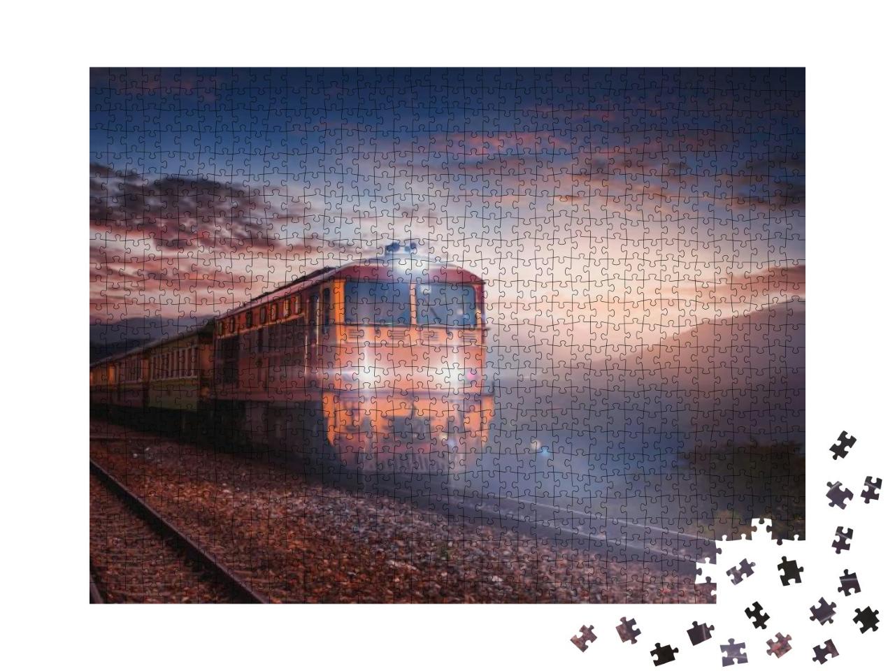 Puzzle 1000 Teile „Zugfahrt in der Abenddämmerung“