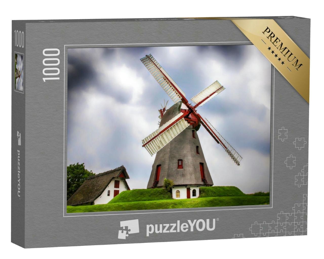 Puzzle 1000 Teile „Windmühlenhof an einem düsteren Tag “