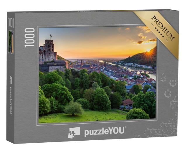 Puzzle 1000 Teile „Die Stadt Heidelberg mit deralten Brücke und dem Heidelberger Schloss“