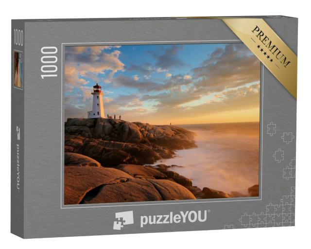 Puzzle 1000 Teile „Sonnenuntergang über dem Leuchtturm von Peggy Cove, Nova Scotia, Kanada“
