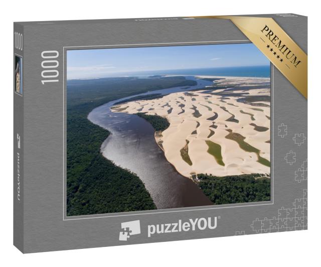 Puzzle 1000 Teile „Luftaufnahme des Preguiças-Flusses mit Dünen, Maranhão, Brasilien“