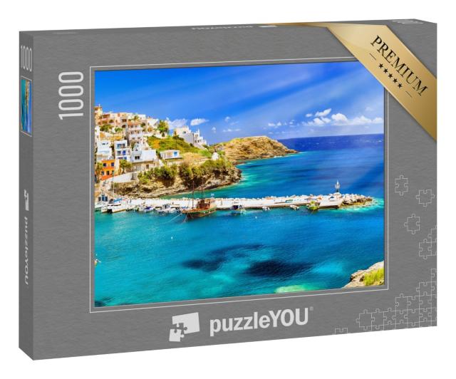 Puzzle 1000 Teile „Hafen mit Marineschiffen, Booten und Leuchtturm, Rethymno, Kreta“