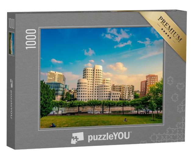 Puzzle 1000 Teile „Blick auf den Medienhafen am Rhein, Düsseldorf, Deutschland“