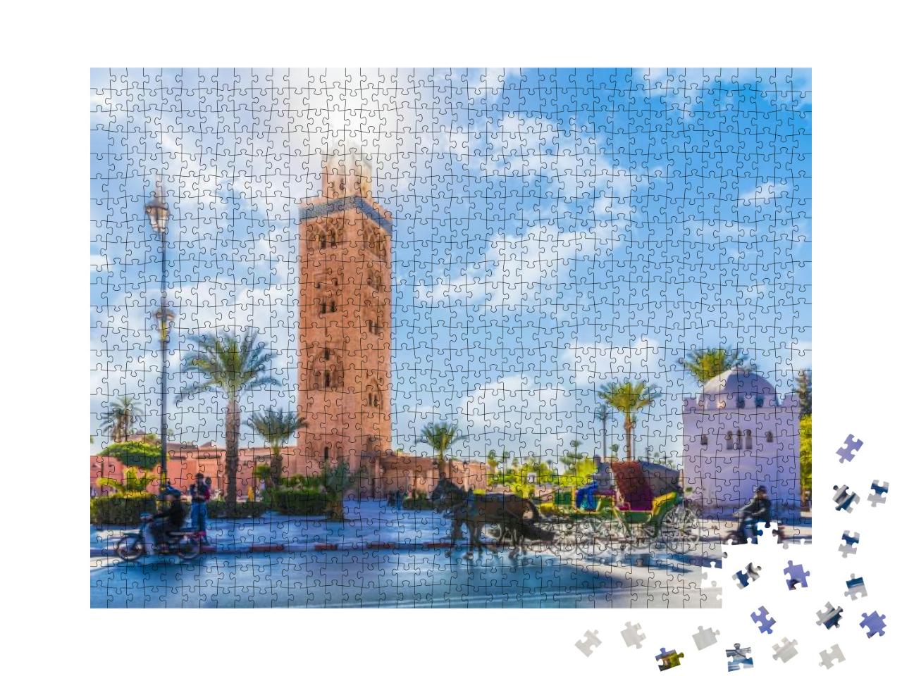 Puzzle 1000 Teile „Minarett der Koutoubia-Moschee im Medina-Viertel von Marrakesch, Marokko“