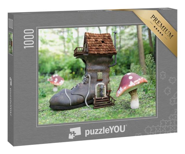 Puzzle 1000 Teile „Waldmaus vor ihrem Stiefel-Haus“