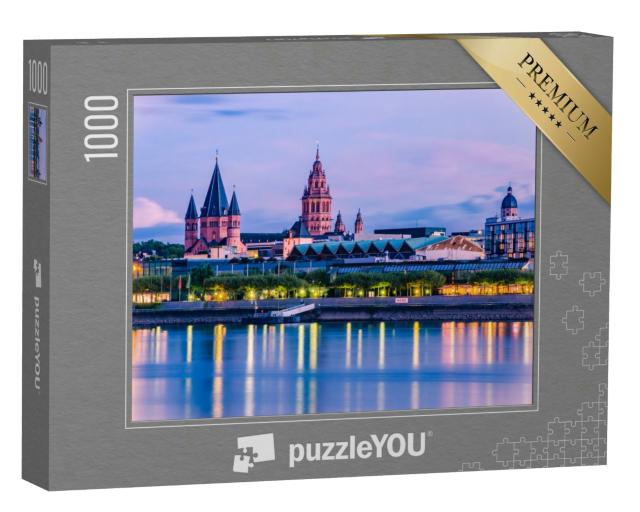 Puzzle 1000 Teile „Mainz zur blauen Stunde mit Mainzer Dom, Deutschland“