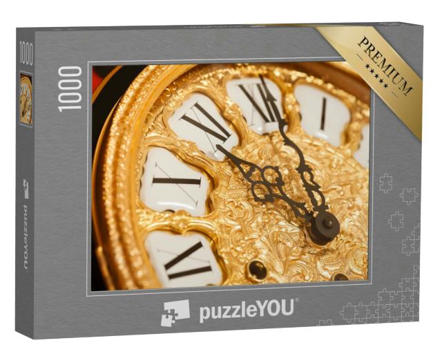 Puzzle 1000 Teile „Goldene Uhr mit römischem Ziffernblatt “