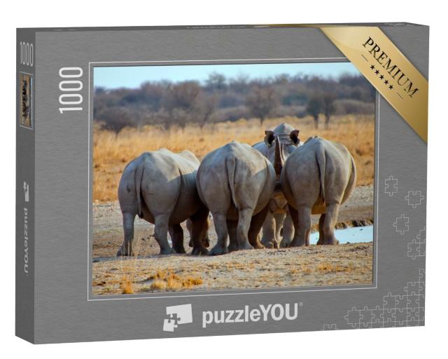 Puzzle 1000 Teile „Drei Breitmaulnashörner, Botswana Afrika“