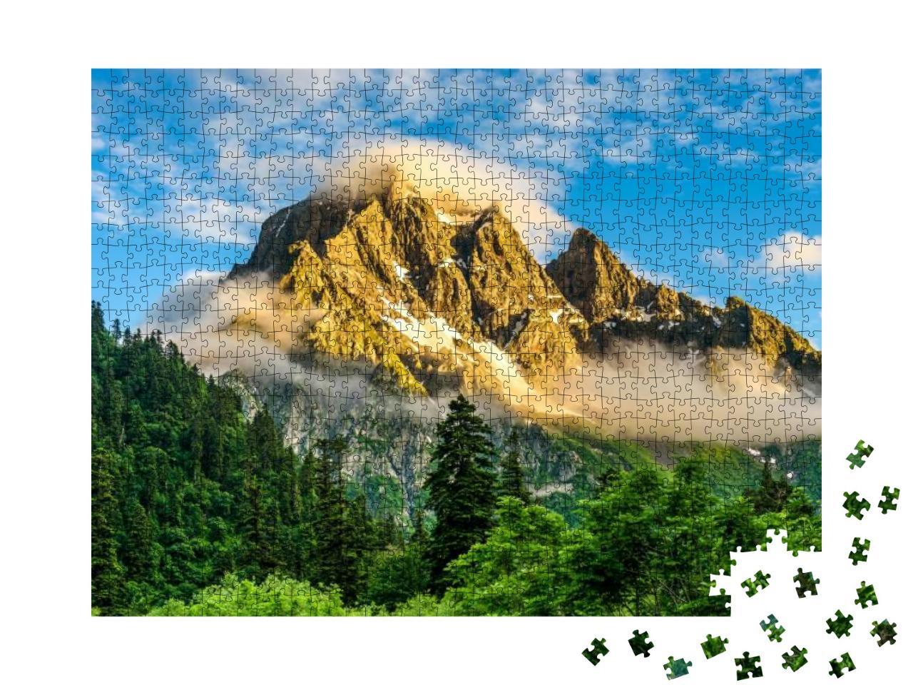 Puzzle 1000 Teile „Atemberaubender Berggipfel am Morgen“