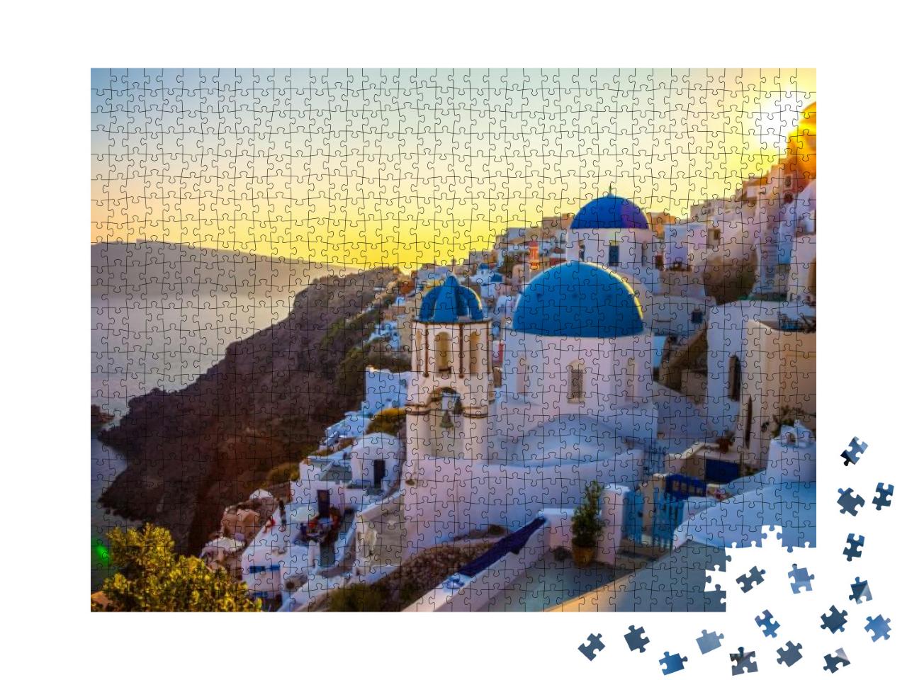 Puzzle 1000 Teile „Dorf Oia auf Santorini, Griechenland“