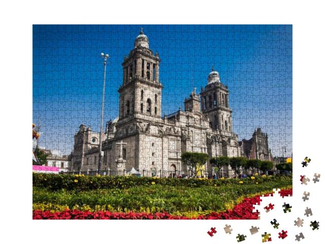 Puzzle 1000 Teile „Beeindruckende Ansicht der Metropolitan-Kathedrale in Mexiko-Stadt“
