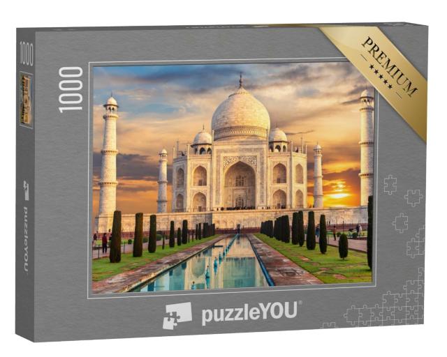 Puzzle 1000 Teile „Taj Mahal bei Sonnenuntergang, Indien, Agra“