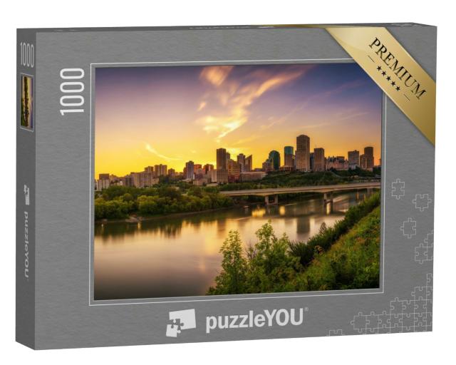 Puzzle 1000 Teile „Sonnenuntergang über Edmonton Downtown, Kanada“