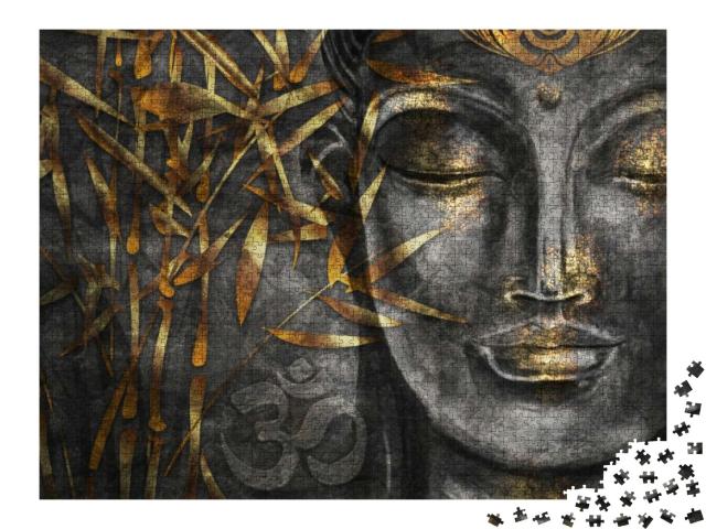 Puzzle 2000 Teile „Digitale Kunst Collage kombiniert mit Aquarell: Bodhisattva Buddha“