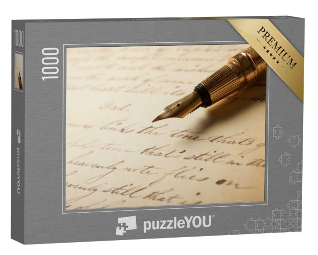 Puzzle 1000 Teile „Füllfederhalter auf einem antiken Brief“