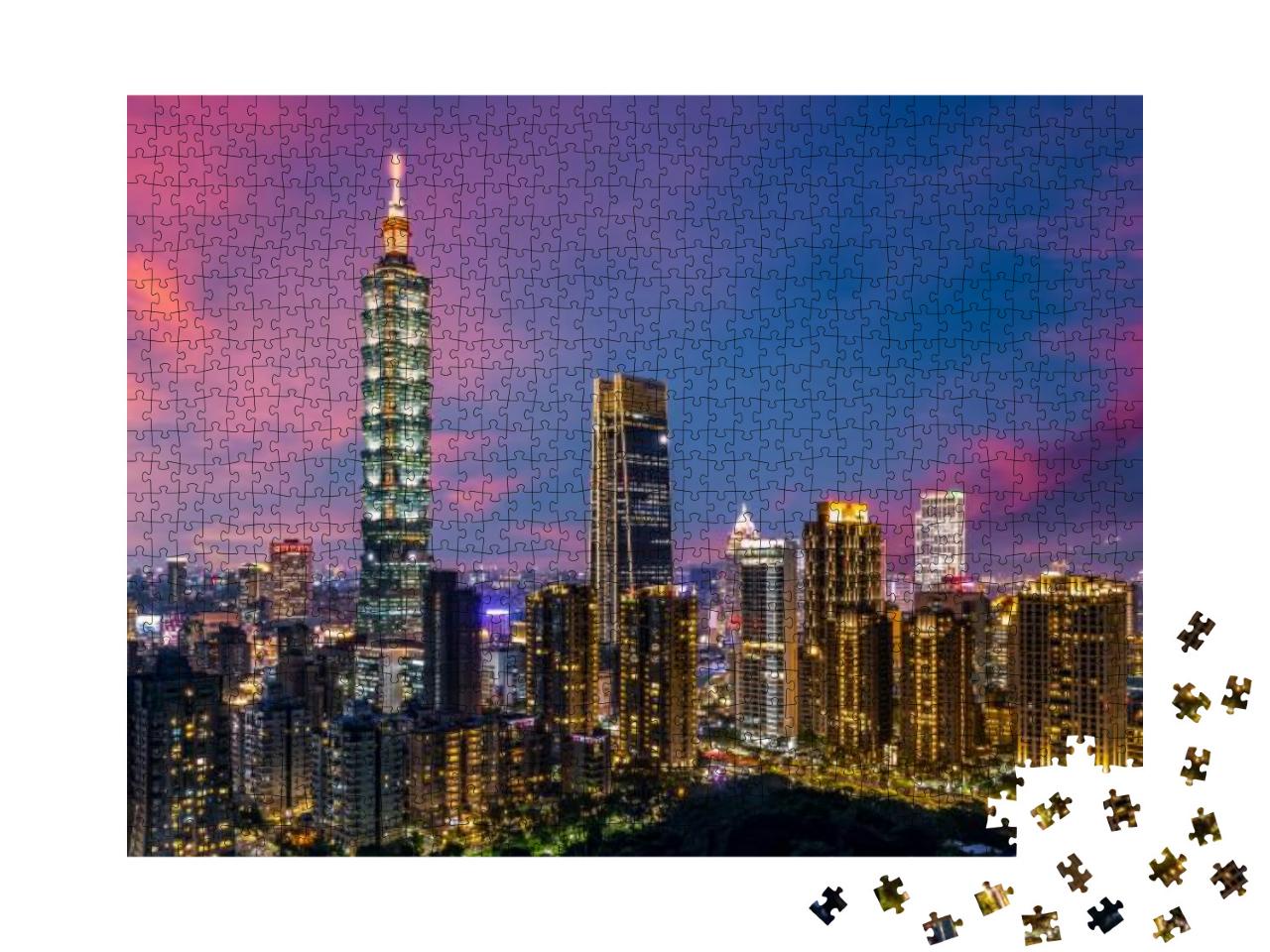 Puzzle 1000 Teile „Skyline und Wolkenkratzer von Taipei in Taiwan “