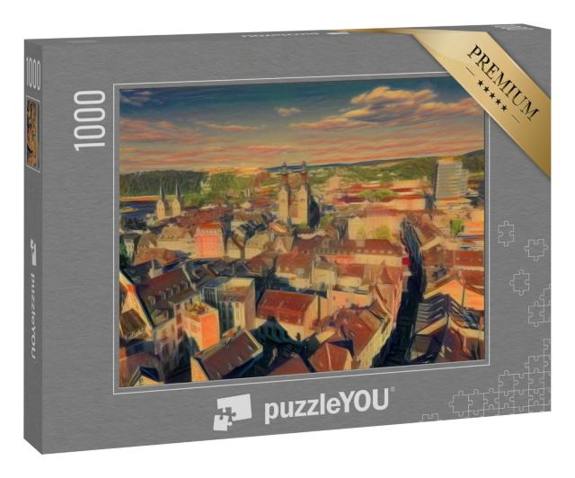 Puzzle 1000 Teile „im Stil von Edvard Munch, Der Schrei - Koblenzer Altstadt - Puzzle-Kollektion Künstler & Gemälde“