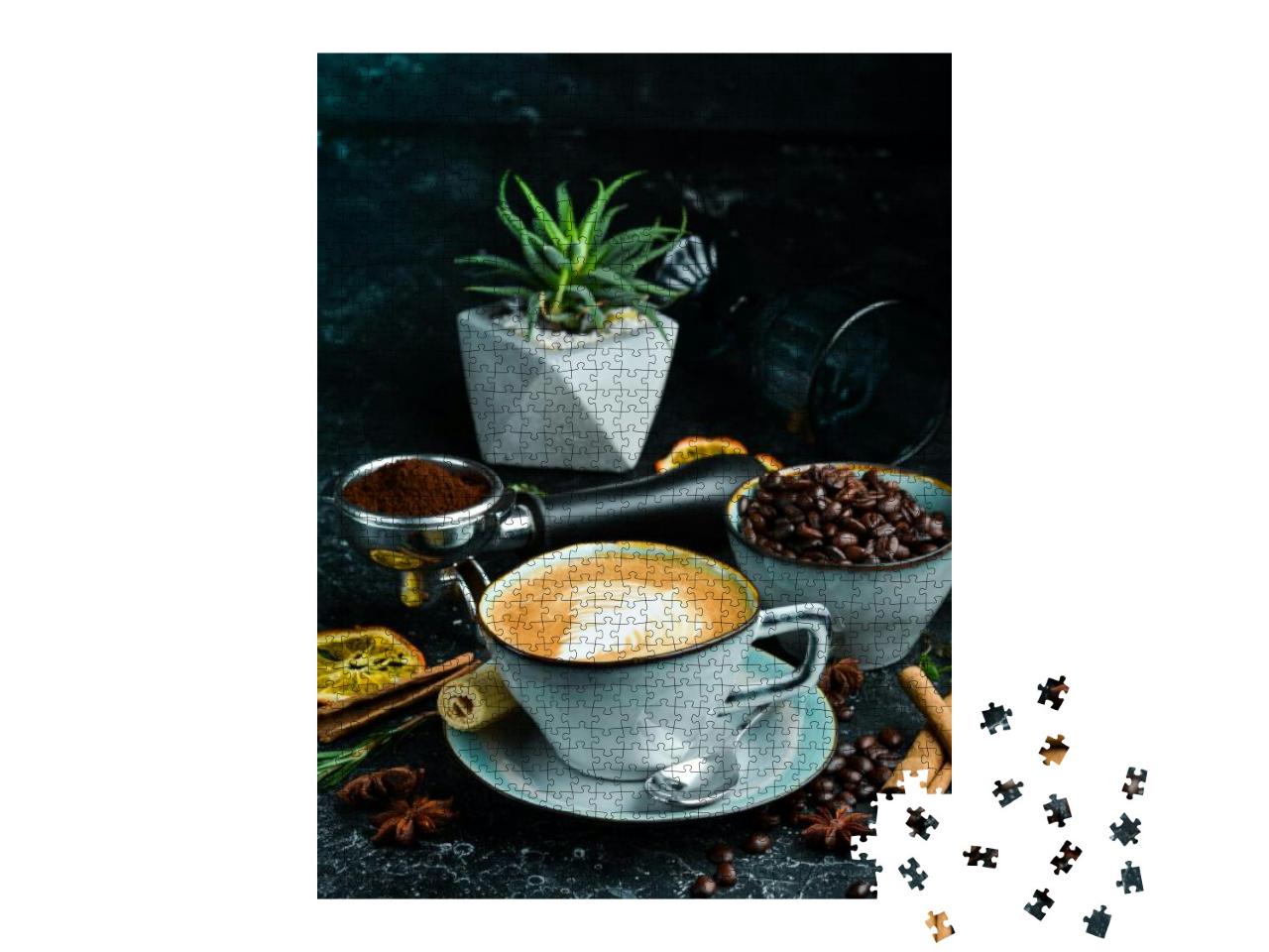Puzzle 1000 Teile „Frisch aufgebrühter Cappuccino mit Latte-Art“