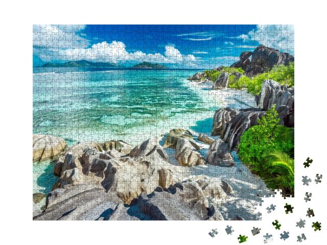 Puzzle 1000 Teile „Anse Source D'Argent - Der schönste Strand der Seychellen“