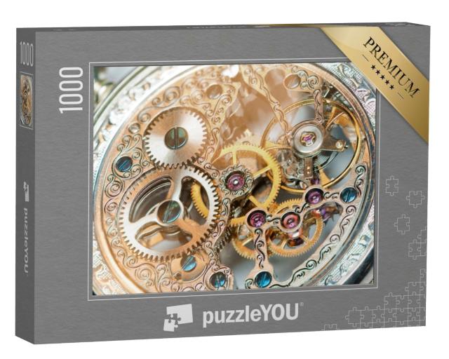 Puzzle 1000 Teile „Nahaufnahme eines schönen alten Uhrenwerks“