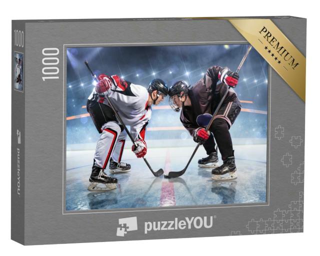 Puzzle 1000 Teile „Eishockeyspieler, voll konzentriert“