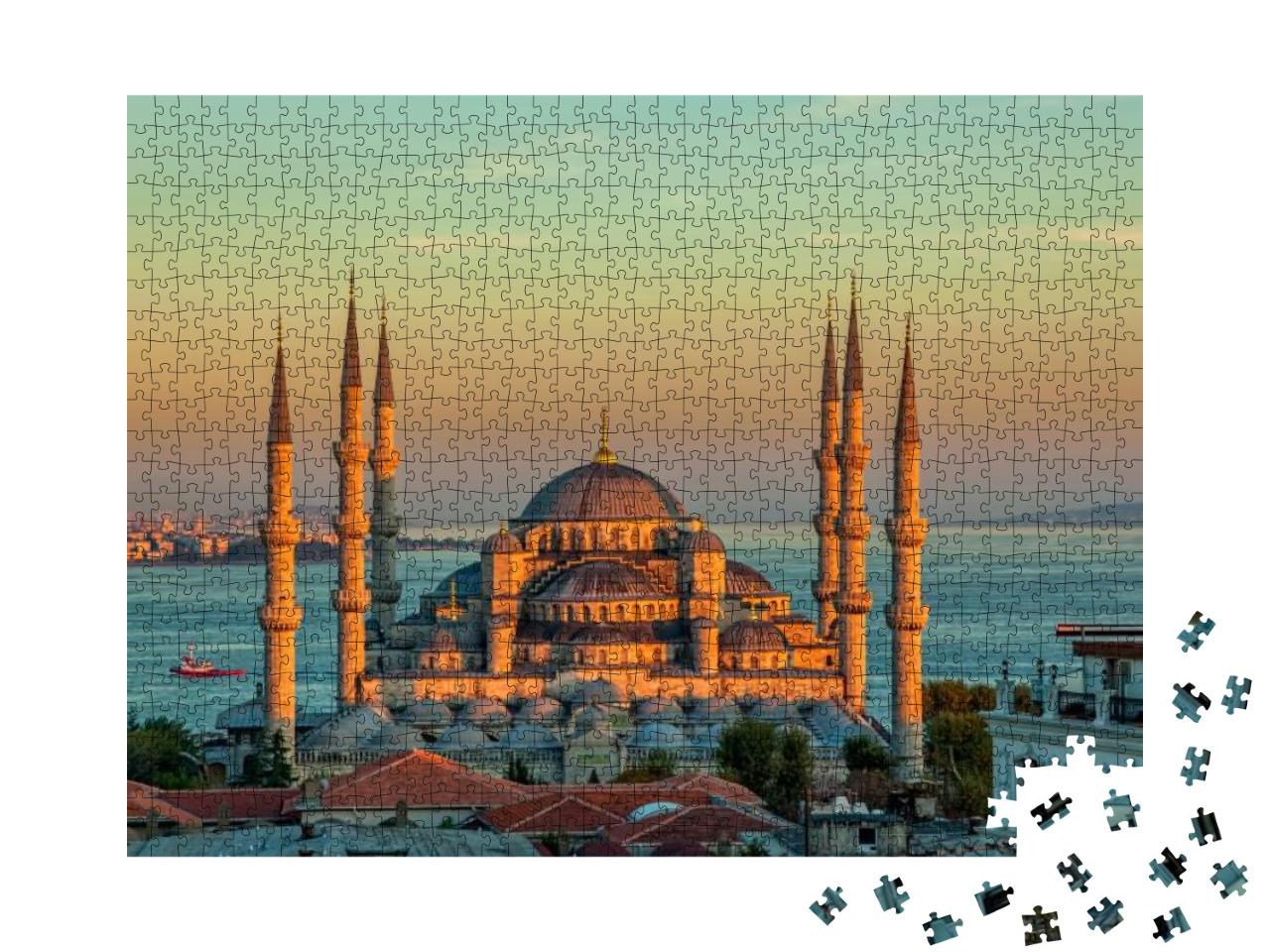 Puzzle 1000 Teile „Die Blaue Moschee bei Sonnenuntergang, Istanbul“