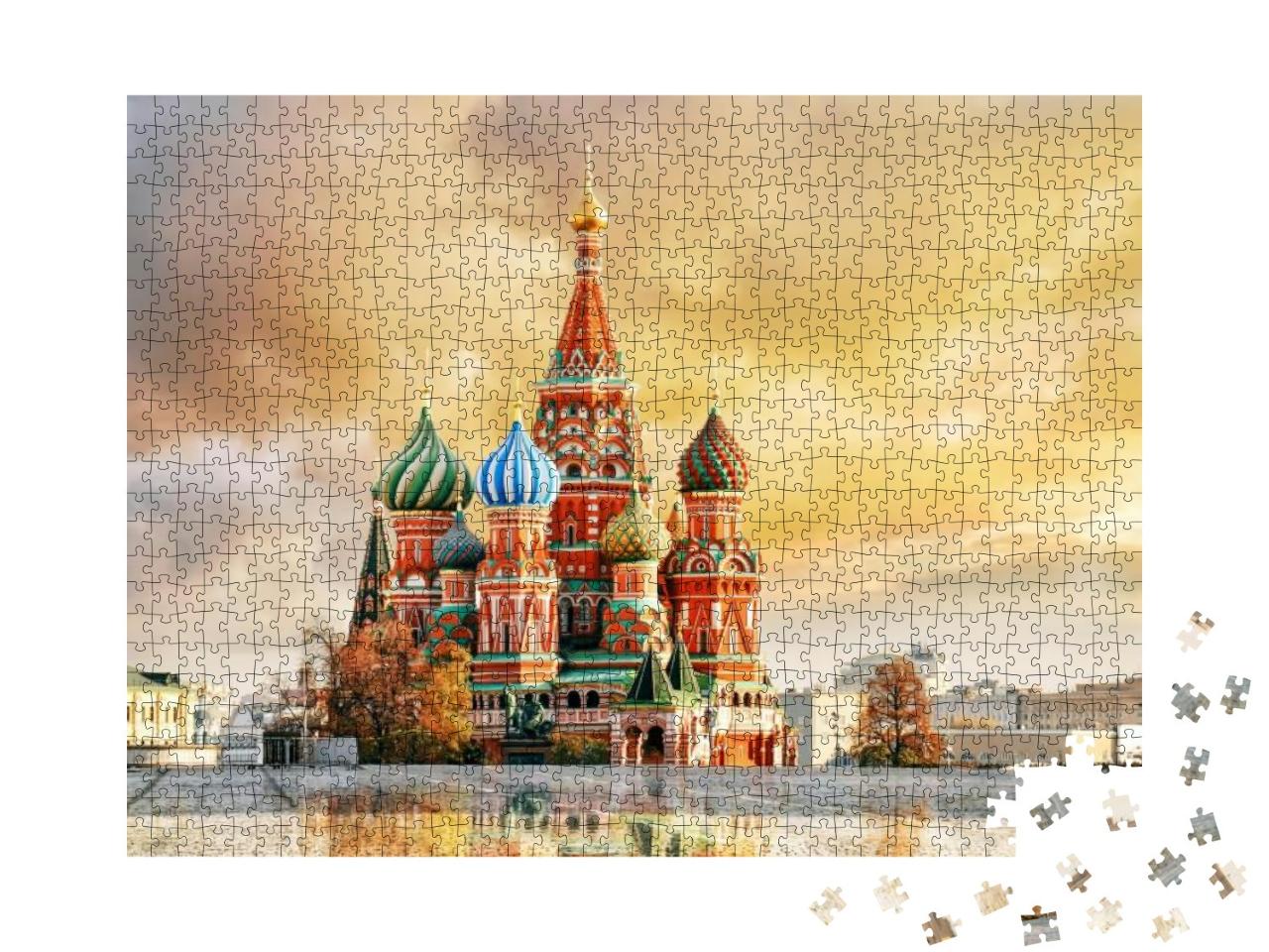 Puzzle 1000 Teile „Blick auf Basilius-Kathedrale am Roten Platz, Moskau, Russland“