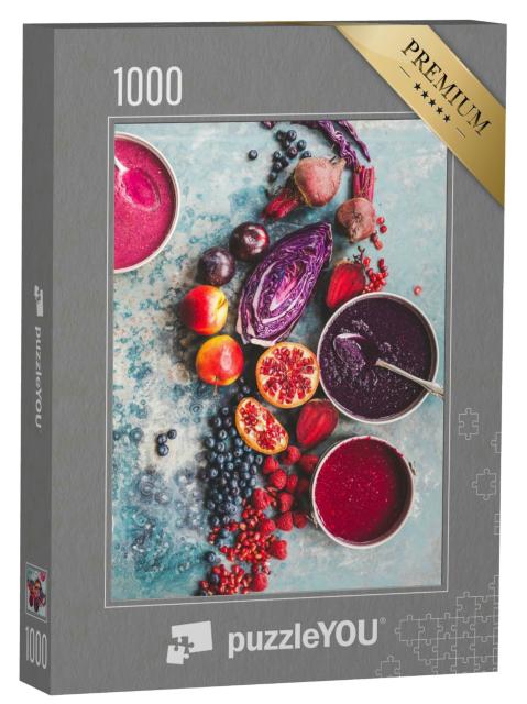 Puzzle 1000 Teile „Lila Farbe: Lebensmittel, Collage“