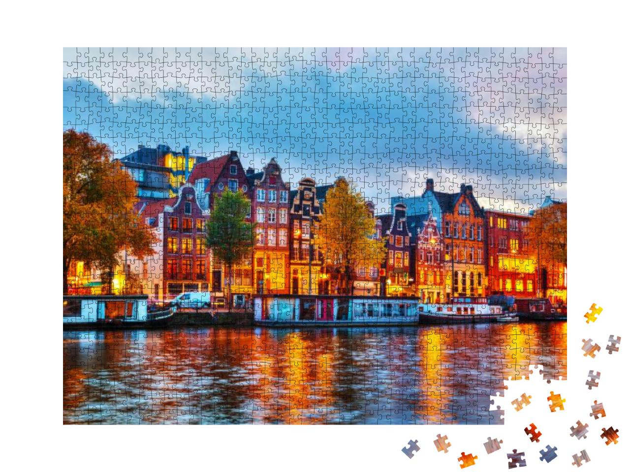 Puzzle 1000 Teile „Amsterdam im Sonnenuntergang, Niederlande“