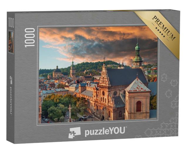 Puzzle 1000 Teile „Historisches Zentrum von Lwiw bei Sonnenuntergang“