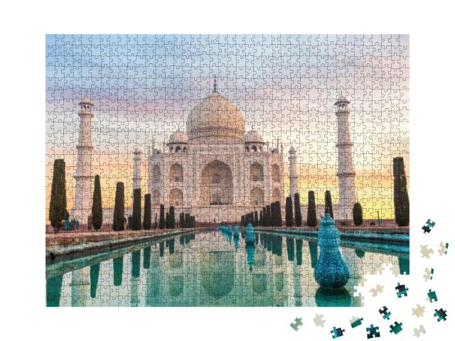 Puzzle 1000 Teile „Sehenswürdigkeit Taj Mahal in Indien“