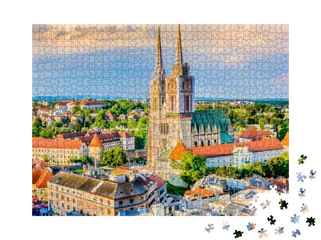 Puzzle 1000 Teile „Zagreber Kathedrale: Luftaufnahme aus Kroatien“