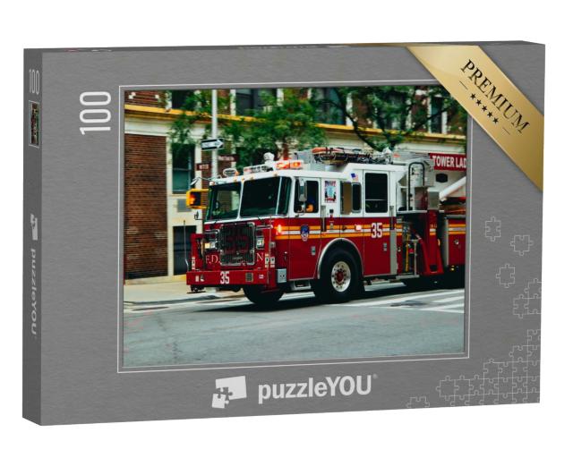 Puzzle 100 Teile „Feuerwehrauto in New York City“