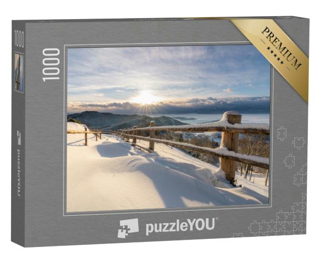 Puzzle 1000 Teile „Magischer Wintersonnenaufgang über dem Magdalensberg“
