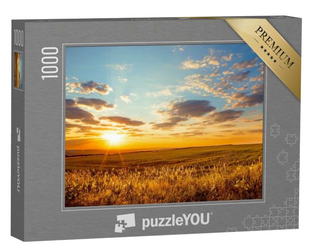 Puzzle 1000 Teile „Goldene Morgendämmerung über endlosen Feldern“