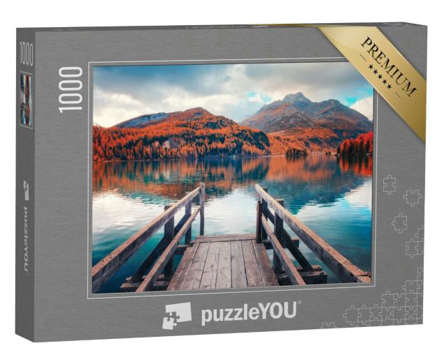Puzzle 1000 Teile „Holzsteg am herbstlichen Silser See“
