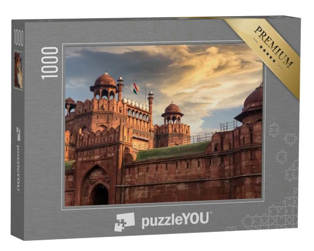 Puzzle 1000 Teile „Stimmungsvoller Sonnenuntergang am Roten Fort in Delhi, Indien“