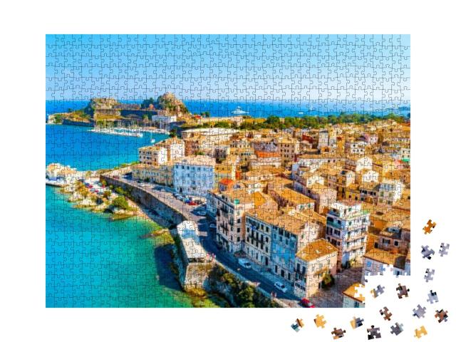 Puzzle 1000 Teile „Panoramablick auf Kerkyra, Hauptstadt der Insel Korfu, Griechenland“