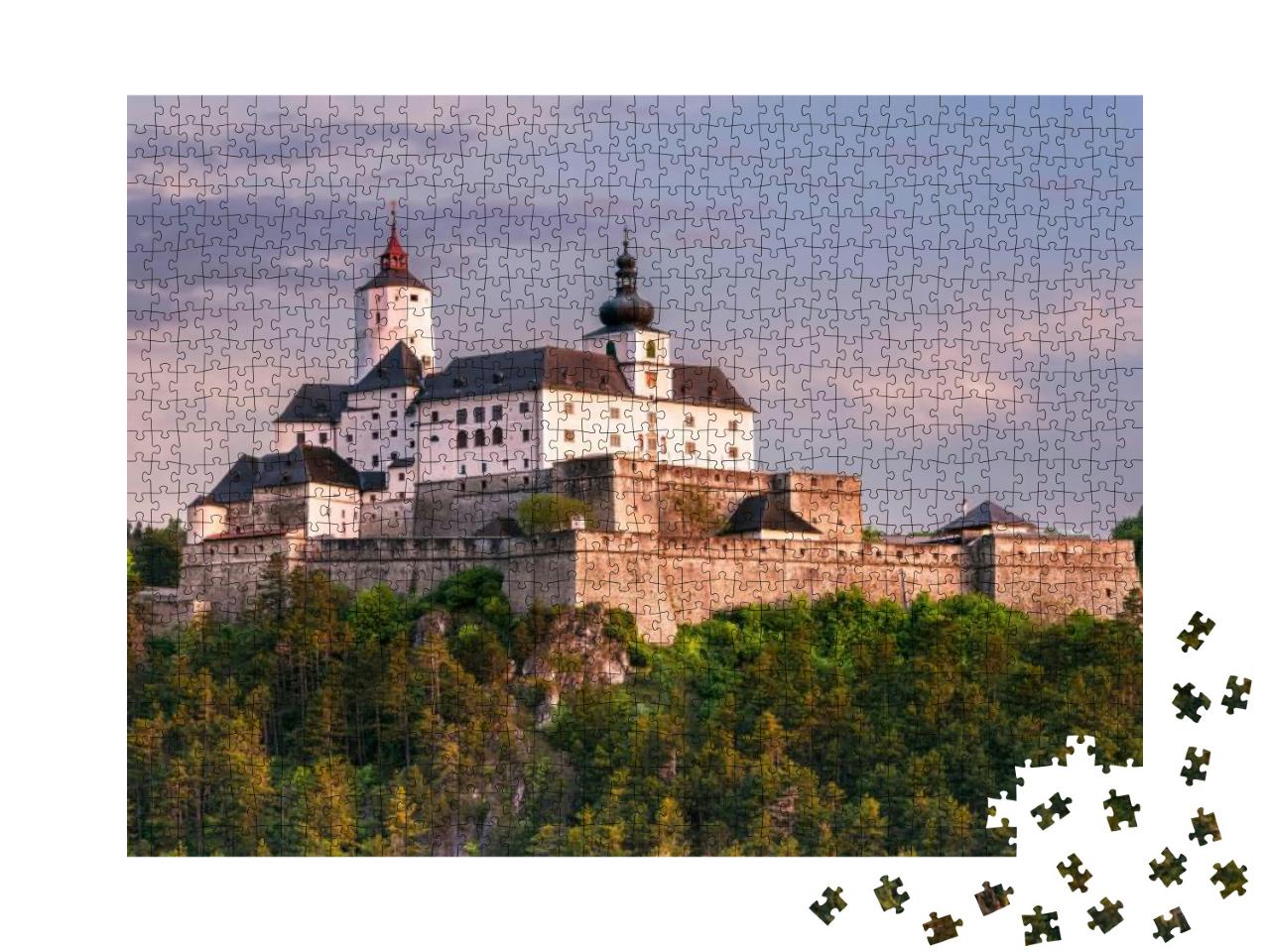 Puzzle 1000 Teile „Sonnenaufgang über Burg Forchtenstein im Burgenland, Österreich“