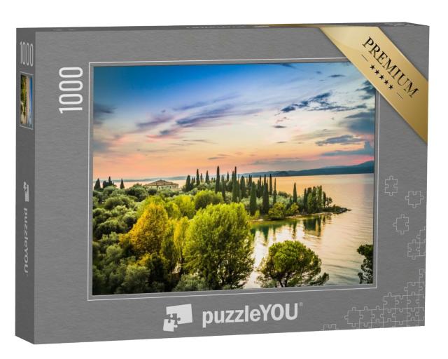 Puzzle 1000 Teile „Schöner Sonnenuntergang über dem Gardasee, Italien“