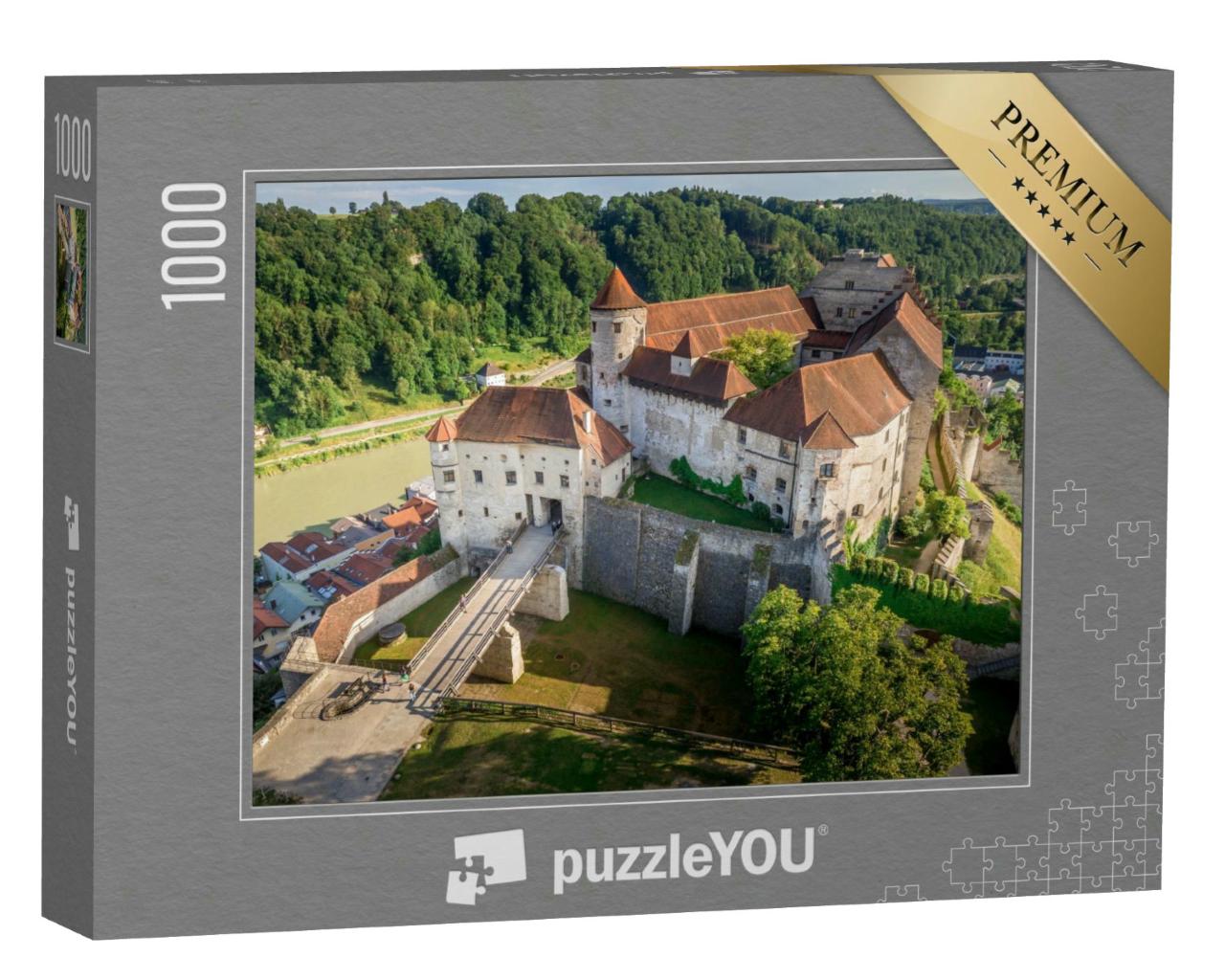 Puzzle 1000 Teile „Luftaufnahme von Burghausen am Inn“