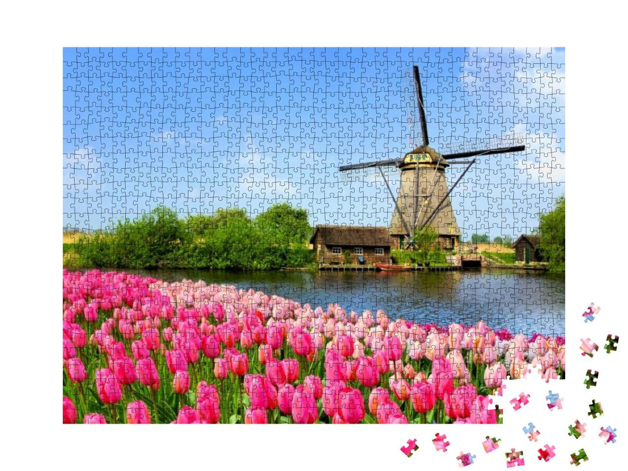 Puzzle 1000 Teile „Traditionelle holländische Windmühle, Niederlande“