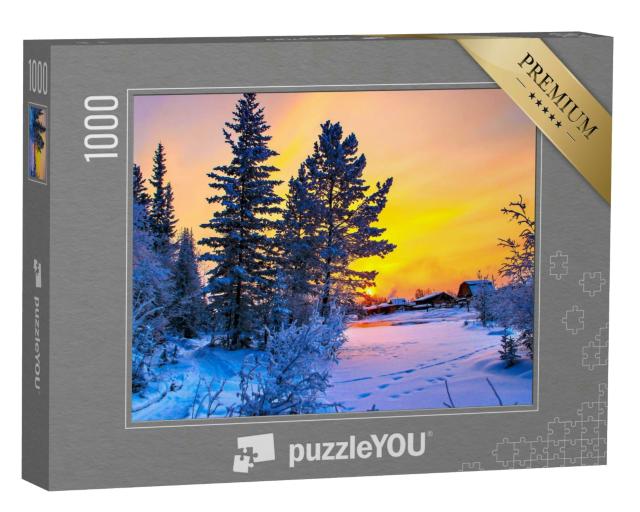 Puzzle 1000 Teile „Schöne Winterlandschaft bei Sonnenuntergang“