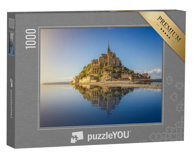 Puzzle 1000 Teile „Gezeiteninsel Le Mont Saint-Michel am Abend, Normandie, Frankreich“