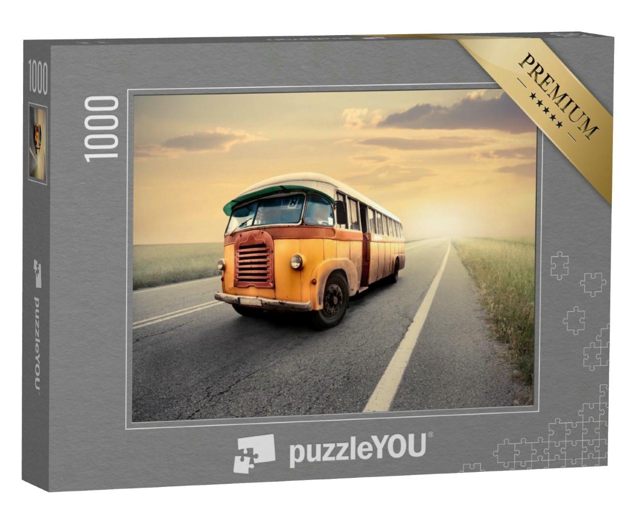 Puzzle 1000 Teile „Oldtimer-Van auf einer Landstraße“