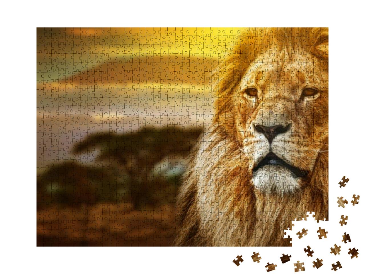Puzzle 1000 Teile „Löwen vor dem Kalimandscharo“