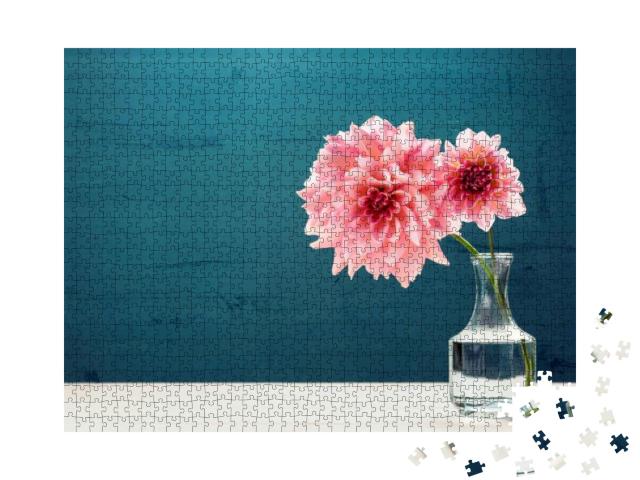 Puzzle 1000 Teile „Rosa Blumen in einer Vase“